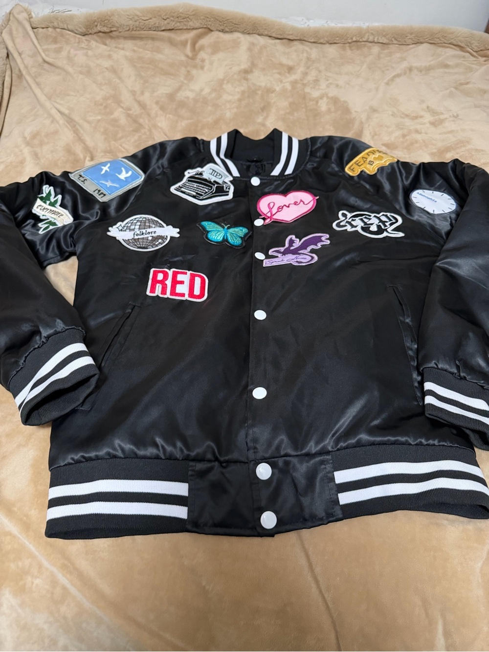 Taylor Swift The Era’s Tour Satin Patchwork Bomber Jacket Women’s Small